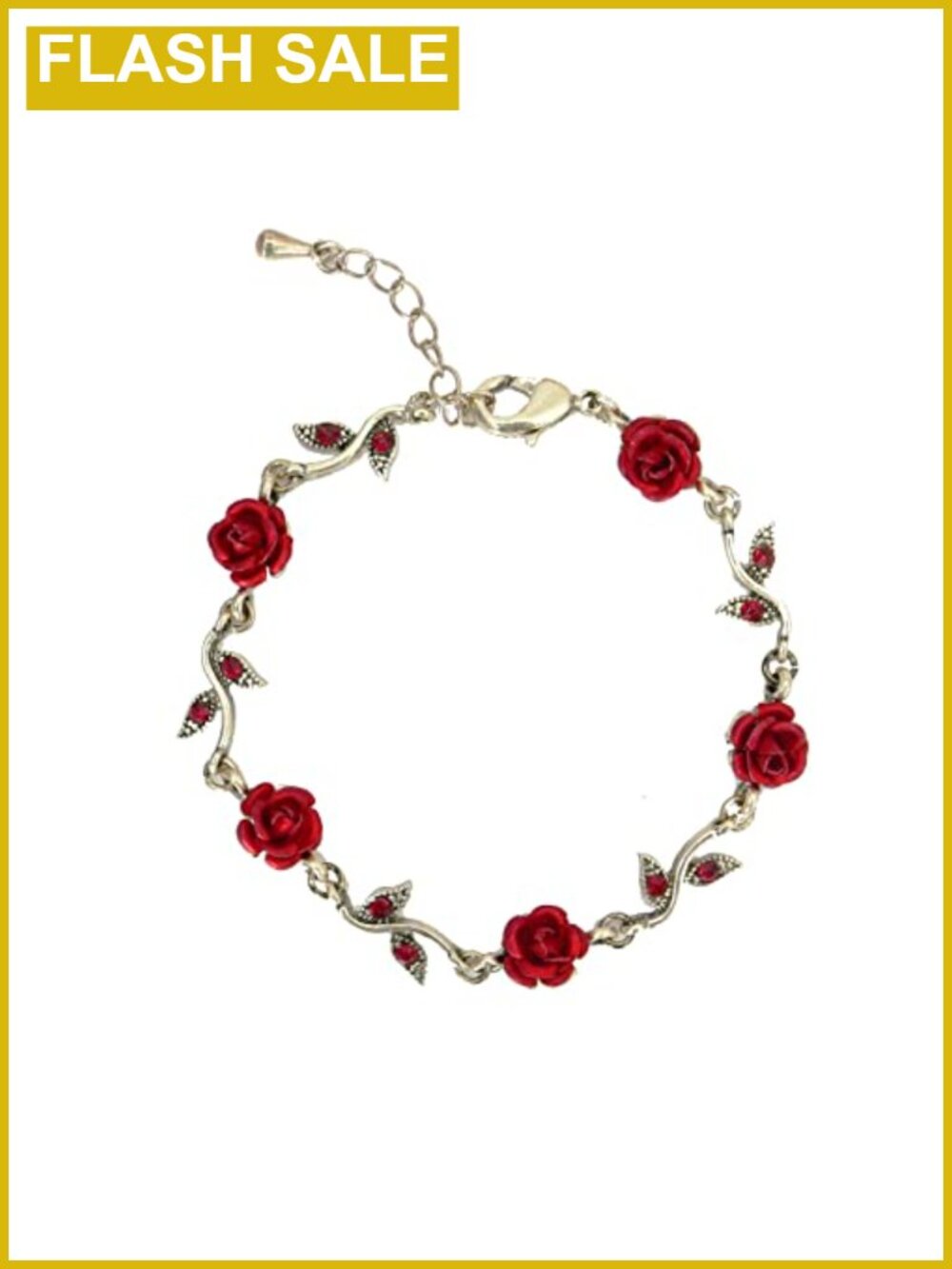 Dainty Rose Flower Bracelet Women Alloy Crystal
